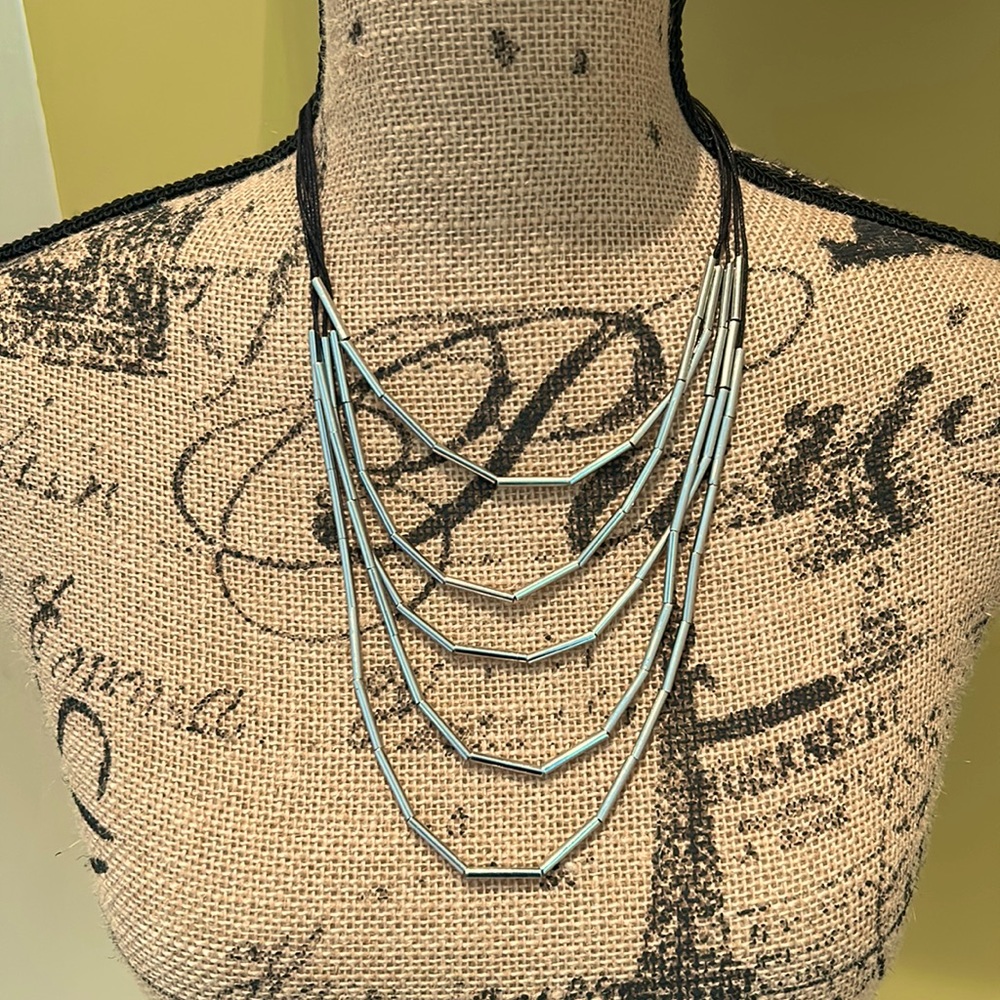 Silver chain drape necklace